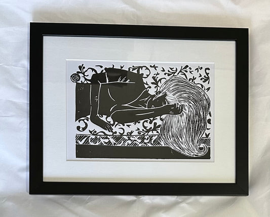 ‘Restless’ linocut print
