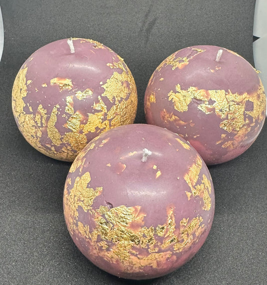 Gold leaf sphere candles (set of 3)